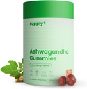 SUPPLY6 KSM-66 Ashwagandha & Vitamina D Gummy - 60 Count - Bacca mista, KSM-66, Vegan, Plant Based, Non-OGM, Gluten-Free & Gelatin Free, per un Tu più felice, Confezione da 1