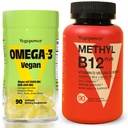 Vegan Omega-3 + Vitamina B12 Gummy | Algae Omega-3 DHA Supplementi per cervello, occhio di cuore Salute | Methyl B12 1000 mcg & Vitamina D 5000 IU per energia e supporto immunitario - 90 Conte