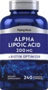 Piping Rock Alpha Lipoic Acid 200mg | 240 Capsule | Plus Biotin | Non OGM, Gluten Free Supplement