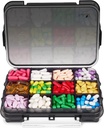 Fullicon Daily Travel Moisture Proof Pill Case with 12 Extra Large Compartment, Pill Organizer con 3 Buckles, Large Supplement Box for Vitamin with Removable Dividers (Black)