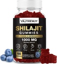 1000 MG Shilajit Gummies, Organic Shilajit Gummies con 85+ Minerali Trace, Acido Fulvico, Shilajit per Uomini & Donne, Shilajit Resina, Shilajit Himalayan Organic for Energy, Cervello, Immunità, 60 Conte