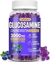 Glucosamina Chondroitin Gummies 3000mg, Advanced Glucosamine Chondroitin Msm, Joint Support Supplement, Antioxidant Immune Support, Bone e Joint Flexibility, Strengthand Mobility, Blueberry Flavor