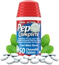 Riduttore di acido masticabile completo - Facilità di bruciore di stomaco, Riduttore di riflusso di acido, Cuciture di bruciore di stomaco, Tablet di Antacid di 2 Pack 50 Ct chewable sul caso di go Pill (Mint 100ct)