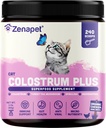 ZENAPET Cat Colostrum Plus Premium Powder Topper, Immune & Digestive Health Supplement, 240 Serve (8-Month Supply), Supporta la pelle & Coat, Made in USA