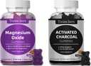 Gummies Charcoal attivato 400mg, Magnesio Ossido Gummies 500mg Zucchero gratuito per adulti e bambini, Più veloce da pulire, Detox, Gas Relief, Gut & Oral Health, Miglior modulo Mg per 'Digestione'