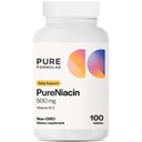 PureFormulas Niacin puro - Vitamina B3, 500 mg rilascio immediato Niacin 500mg - Acido nicotinico 100 compresse - Non-GMO B3 Vitamine Integratore di niacina