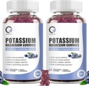 2 Confezione Gummie di Magnesio di Potassio con Potassio Ctrato 200 mg, Magnesio Glycinate 320 mg Plus Calcium, Zinco, Vitamina - Integratori di Potassio per Gambe di Gambe, Cuore, Muscoli Assistenza Sanitaria