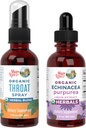 MaryRuth Organics Throat Spray (Unflavored) & Echinacea Purpurea Drops | USDA Organic, Clean Label Project Verified® | Vitamine per Throat Relief, Immunità & Salute complessiva | Vegan, Non OGM