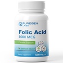 Puregen Labs Folic Acid 1000 mcg compresse | Vitamina B9 | Non OGM | Gluten Free | Made in USA | Valore Dimensione 1000 compresse