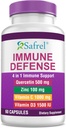 Safrel Strong Immune Support, Quercetin 500 mg, Zinc Picolinate100 mg, VitamatiC 1000 mg, Vitamina D3 1000 IU, 60 capsule, 1 mese di fornitura | Made in USA | Vegan