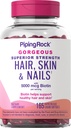 Piping Rock Hair Skin and Nails Vitamins | 165 Softgels | 5000 mcg di Biotin Extra Strength | con Argan e Coconut Oil | Non OGM, Gluten Free Supplement