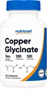 Nutricost Copper Glycinate Capsules (120 Capsule, 3MG Rame per Serving) - Non GMO, Vegan