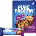 Pure Protein Bars, High Protein, Snack Nutritious per sostenere l'energia, Basso zucchero, Gluten Free, Chewy Chocolate Chip, 1.76oz, Confezione da 4