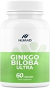 NUMAD Ginseng (600mg) + Ginkgo Biloba (120mg) 60 capsule Extra resistenza Nootropics Brain Support Supplemento per Memoria & Focus
