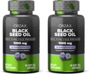 ORZAX Black Seed Oil 1000 mg Organic Cold Pressed Capsule per Capelli, Pelle e Giunti - Ricco in Omega 3 6 9 - Non OGM, Gluten Free - (90 Soft Gel Capsules) (Pack of 2)