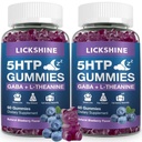 2 Pack 300MG 5-HTP GABA Sleep Supplement Gummies con 200 mg L-teanina Supplemento per cervello, stabilizzatore e supporto per il sonno, Melatonin-Free, Omega 3-6-9 per Zzz naturali, Blueberry Flavor