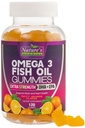 Omega 3 Gummie di olio di pesce, cuore sano Omega 3 Gummy supplemento con alto assorbimento DHA & EPA, Joint & Brain Support, Delicious Orange Flavor Fish Oil Nature's Vitamin - 120 Gummies