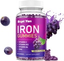Gummie di ferro per le donne e i bambini - con vitamina C, B12, B6, Zinc - Costruttore di sangue & Energy - Supporto di gommoni per il Costruttore di sangue, Anemia - 60 Vegan Uva Flavor