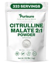 Polvere 2:1, 1 kg, supplemento e nitrato per le prestazioni di resistenza e l'energia, Pre-allenamento L Arginina L Citrullina Supplemento Polvere, 334 Serve
