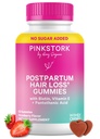 Pink Stork Postpartum Hair Loss Gummies | Biotin, acido pantotenico, vitamina E, B6, B12 | Crescita dei capelli postnatali + supporto alla ricrescita