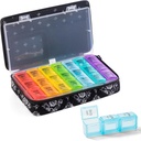 Organizzatore di pillole settimanali 3 volte al giorno - Scatola di pillole 7 giorno 3 volte al giorno con il tessuto trapuntato carino Zipper Bag- Travel Pill Case 7 giorno 3 volte al giorno per l'organizzatore di medicina della vitamina