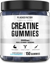 Gummie monoidrate della creatina della fabbrica Jacked (3g) - Creatina per la crescita del muscolo, la forza, l'energia migliorata, e le prestazioni atletiche migliorate - 150 Gummies, il lampone blu