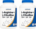 Nutricost L-Arginina L-Citrulline Complex 750mg, 240 Capsule (2 Bottiglie) - Non OGM
