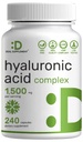 Integratori di acido ialuronico 1.500mg – 240 capsule, con MSM & Vitamina C – Pure 95% | Non OGM + Plant Based HA – Supporta giunti sani, ossa, tessuti connettivi e idratazione della pelle