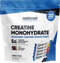 Nutricost Creatina Monoidrato Polvere Variety Stickpacks (5 Sapori, 20 Serve) - Micronized, 5 Grammi di Creatina Monoidrato Per Pack