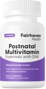 Fairhaven Health Postnatal Multivitamin Essentials | Vegan Daily Multivitamin per Postpartum Women | Supporto mamma e sviluppo del bambino | Gluten, Dairy, Soy Free | Non-GMO | 60 capsule