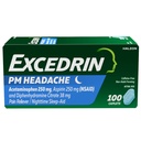 Excedrin PM per il sollievo di mal di testa, Acetaminophen 250mg, Aspirina 250mg, Citrato di difenidramina 38mg, Dolore Reliever, Nighttime Sleep-Aid, 100 Count