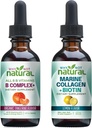 Perché non naturale vitamina B complesso gocce liquide e collagene liquido marino per capelli, pelle e unghie