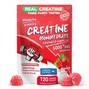Creatina Monohydrate Gummies Complex per uomini e donne, 5 Grammi per servire Electrolyte Creatine Gummy per la resistenza muscolare, Muscle Builder, Energy Boost, Pre-Workout Supplement-120 Strawberry Gummies