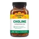 Country Life Choline 266mg, Certified Gluten Free, Certified Vegan, Certified Halal - 100 Tavole