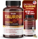Taurina con Creatina, L-Arginina, L-Citrullina ad alto assorbimento con pepe nero Nitric Oxide Booster, Muscolo USA Made & Tested (150 Count (Pack of 1))