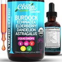 Supplemento di drenaggio linfatico organico | Gocce di sostegno linfatico | Burdock Root Echinacea Elderberry Dandelion Astragalus Milk Thistle Sea Moss Red Clover Cleanse Marigold Drop by Clean Nutra
