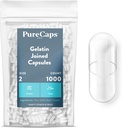 PureCaps USA - Empty Gelatin Capsules Size 2| 1.000 Pills Joined| Clear| Non-GMO Certified | SLS, Gluten, Preservative Free