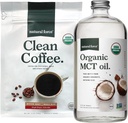 Natural Force Organic Clean Coffee + Organic MCT olio Bundle – 100% Pure Coconut MCTs & Mold & Mycotoxin Free Coffee – Non-GMO, Keto, Paleo e Vegan - 12 Oz Bag e Bottiglia di vetro da 32 Oz