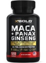 Maca Root Capsule 10.000mg + Coreano Panax Ginseng 1,400mg - 20x estratto concentrato Nero + Rosso + Giallo Maca Root, 10x estratto concentrato Panax Ginseng Capsule - Ultra Potent & Altamente Purified