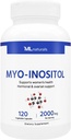 ML Naturals Myo-Inositol 2000 mg 120 capsule vegetali, NSF-Certified & cGMP-Compliant