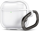 Spigen Ultra Hybrid progettato AirPods 4 Case (2024) Coperchio trasparente anti-giallo con catena chiave Carabiner - Jet White
