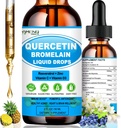 Quercetina con vitamina C e zinco - Gocce Liquide di Quercetina - Quercetina con Bromelain - Zinc Quercetin - Integratore di supporto immunitario per la salute respiratoria e la risposta del corpo alle allergie occasionali