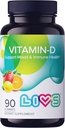 LIVS Vitamin D3 Gummies 2000 IU per le donne e gli uomini – Vegan Vitamin D3 Supplemento per Bone, Teeth & Immune Support – Chewable Vitamin D Gummies with Natural Lemon Berry & org Flavor – 90 Ct