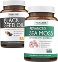 Black Seed Oil & Irish Sea Moss (1-Month Supply) - Benessere Duo Bundle di Black Seed Oil (60 capsule) Pressed Nigella Sativa & Irish Sea Moss (60 capsule) con Bioperine e Bladderwrack