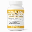 Vita4Life!® Iron Support Plus - Ferro da stiro 40mg con vitamina C, B-12, Acido Folico & Zinc - 60 capsule - Formula non costipante per il supporto e l'energia delle cellule del sangue rosso - Vegetariano & OGM-Free