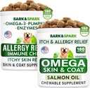 Allergy Relief + Omega 3 per cani Bundle - Anti-Itch Skin & Coat + Allergy della pelle - Omega 3 Fish Oil + EPA & DHA Grassty Acid - Itching & Paw Licking + Joint Health - 360 Chews - Made in USA