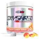 EHP Labs OxyShred Pre Workout Powder - Polvere pre-allenamento con L Glutamina & Acetyl L Carnitina, Energy Boost Drink - Anelli di Candy Peach, 60 Servings