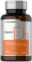 Horbäach Vitamina D3 1000IU (25mcg) Softgels | 180 Count | Formula ad alta potenza | Supplemento non OGM & Gluten