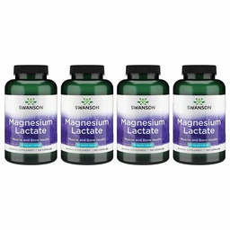 Lattato di magnesio di Swanson - Supplemento minerale Promuovere il muscolo e il sostegno della salute di Bone - Lattosio-Free Lattato forma minerale per l'assorbimento di Gentle - (120 capsule, 84 mg ogni) 4 confezione