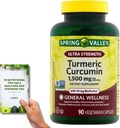 SupeRed Spring Valley Curcumin Turmeric Ultra Strength - 90 Count, 1.500 mg capsule vegeterian - Include la guida nutritonale' (2 articoli)